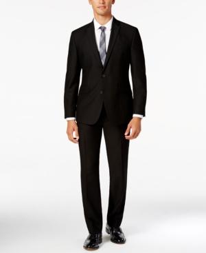 Kenneth Cole Reaction Men's Slim-fit Black Suit With Finished Pant Hem