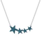 Manufactured Turquoise Stars Pendant Necklace In Sterling Silver