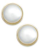 Cultured Freshwater Pearl Mabe Stud Earrings In 14k Gold (12mm)