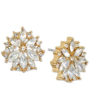 Jewel Badgley Mischka Gold-tone Crystal Flower Stud Earrings