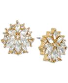 Jewel Badgley Mischka Gold-tone Crystal Flower Stud Earrings