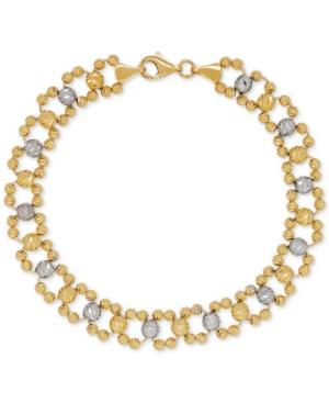 Beaded Link Bracelet In 14k Gold & White Gold