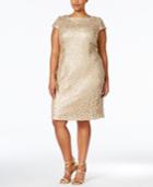 Adrianna Papell Plus Size Sequined Lace Shift Dress