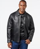 Perry Ellis Open Bottom Leather Jacket With Printed Lining
