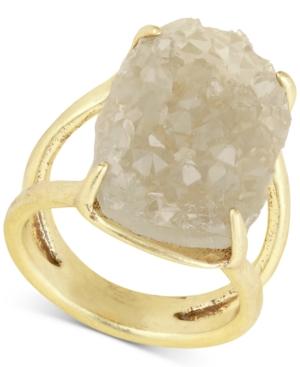 Lucky Brand Gold-tone Rock Crystal Statement Ring