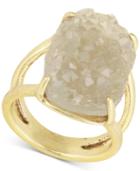 Lucky Brand Gold-tone Rock Crystal Statement Ring