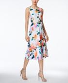 Calvin Klein Belted Floral-print Midi Dress