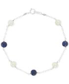 Lapis Bead (7-1/2 Ct. T.w.) And Freshwater Pearl (8mm) Bracelet In Sterling Silver