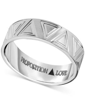 Proposition Love Unisex Triangle-accent Wedding Band In 14k White Gold
