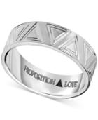 Proposition Love Unisex Triangle-accent Wedding Band In 14k White Gold