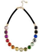 Rachel Rachel Roy Gold-tone Multicolor Crystal Faux Suede Collar Necklace, 16 + 2 Extender