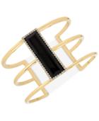 M. Haskell For Inc Gold-tone Black Stone And Pave Cuff Bracelet, Only At Macy's