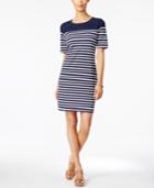 Karen Scott Petite Striped Sheath Dress, Only At Macy's