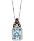 Le Vian Aquamarine (1 Ct. T.w.) And Diamond (1/5 Ct. T.w.) Square Pendant Necklace In 14k White Gold