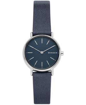 Skagen Women's Signatur Slim Blue Leather Strap Watch 30mm