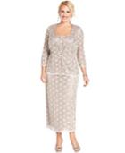R & M Richards Plus Size Sleeveless Sequined Lace Dress And Jacket