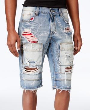 Heritage America Men's Ripped Denim Cargo Shorts
