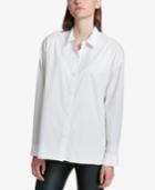 Dkny Pleated-back Button-front Blouse