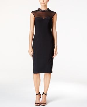 Xscape Beaded Illusion Bodycon Dress