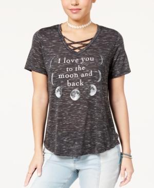 Juniors' Moon Crisscross Graphic T-shirt
