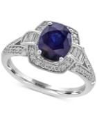 Effy Royale Bleu Sapphire (1-9/10 Ct. T.w.) And Diamond (1/2 Ct. T.w.) Ring In 14k White Gold