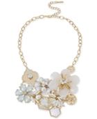 M. Haskell For Inc Gold-tone Beaded And Crystal White Floral Filigree Statement Necklace, Only At Macy's
