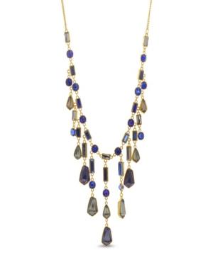 Catherine Malandrino Women's Multicolored Geo Rhinestone Yellow Gold-tone Waterfall Style Necklace