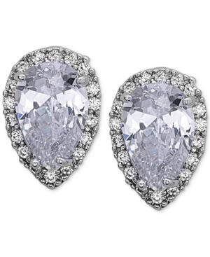 Nina Silver-tone Crystal Shield Stud Earrings