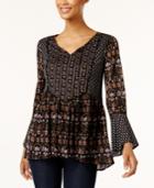 Style & Co Printed Mesh Peasant Top, Created For Macy's