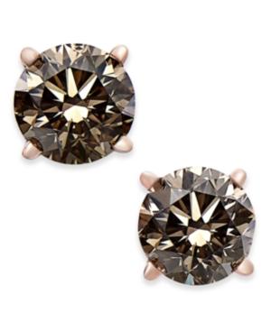 Brown Diamond Stud Earrings (1/2 Ct. T.w.) In 14k Rose Gold