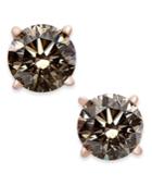 Brown Diamond Stud Earrings (1/2 Ct. T.w.) In 14k Rose Gold