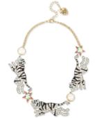 Betsey Johnson Two-tone Imitation Pearl Tiger Necklace, 16 + 3 Extender