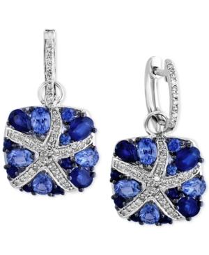 Effy Final Call Ceylon Sapphire (3-7/8 Ct. T.w.) And Diamond (1/4 Ct. T.w.) Starfish Drop Earrings In 14k White Gold