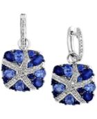 Effy Final Call Ceylon Sapphire (3-7/8 Ct. T.w.) And Diamond (1/4 Ct. T.w.) Starfish Drop Earrings In 14k White Gold