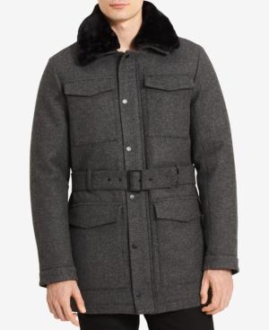 Calvin Klein Men's Four-pocket Belted Wool Jacket