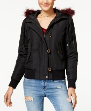 American Rag Juniors' Faux-fur-trim Bomber Jacket, Created For Macy's