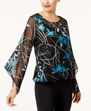 Alfani Jacquard Angel-sleeve Top, Created For Macy's