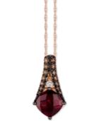 Le Vian Chocolatier Raspberry Rhodolite (1-3/4 Ct. T.w.) & Diamond (1/5 Ct. T.w.) 18 Pendant Necklace In 14k Rose Gold