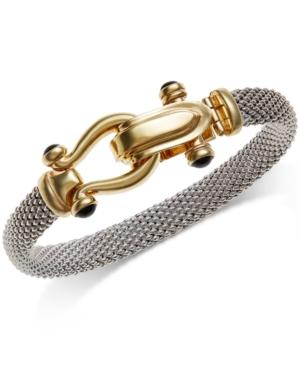 Horseshoe Bangle Bracelet With Black Spinel Accents In 14k Gold Vermeil And Sterling Silver
