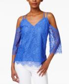 Bar Iii Strappy Lace Cold-shoulder Top, Only At Macy's