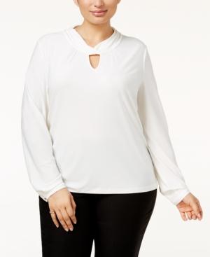 Tahari Asl Plus Size Twist-neck Blouse