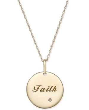 Swarovski Zirconia Inspirational Disc Pendant Necklace In 10k Gold