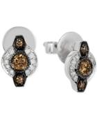 Le Vian Chocolatier Chocolate And White Diamond Earrings (1/3 Ct. T.w.) In 14k White Gold