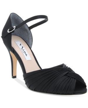 Nina Ruby Satin Peep-toe Evening Pumps Women's Shoes