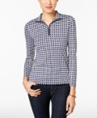 Charter Club Grid-print Mock-neck Top, Only At Macy's