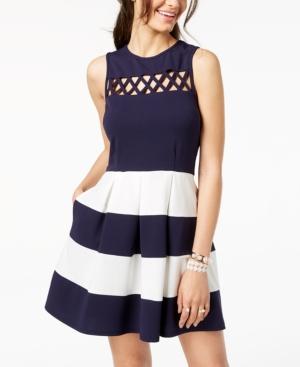 Speechless Juniors' Colorblocked Scuba Fit & Flare Dress
