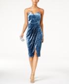 Jax Strapless Crushed Velvet Sheath Dress