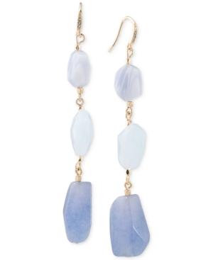 Carolee Gold-tone Blue Lace Agate And Blue Stone Drop Earrings