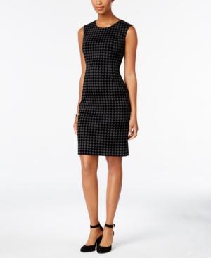 Tommy Hilfiger Flocked Houndstooth Sheath Dress