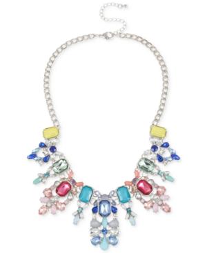Silver-tone Pastel Stone Frontal Necklace